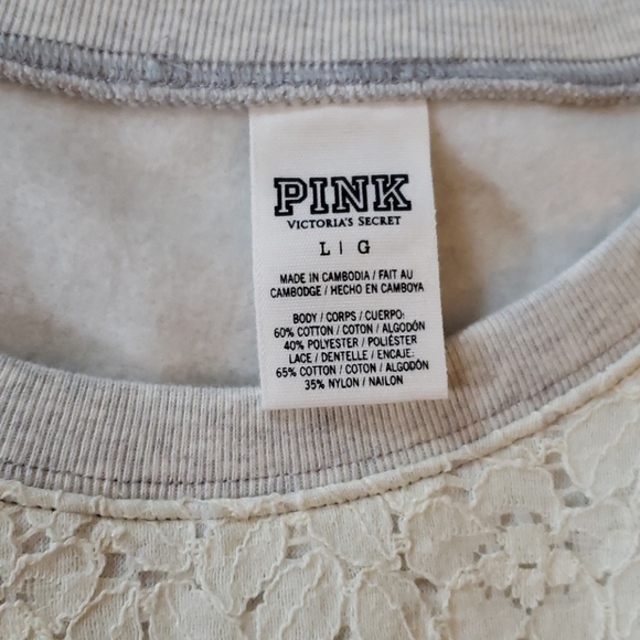 PINK Lace Sweatshirt - Picture 3 of 4